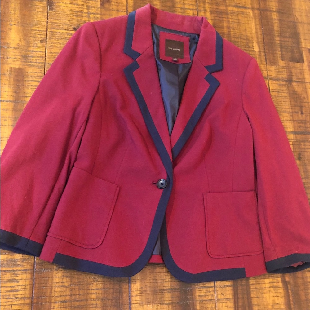 The Limited Maroon and Navy Blazer